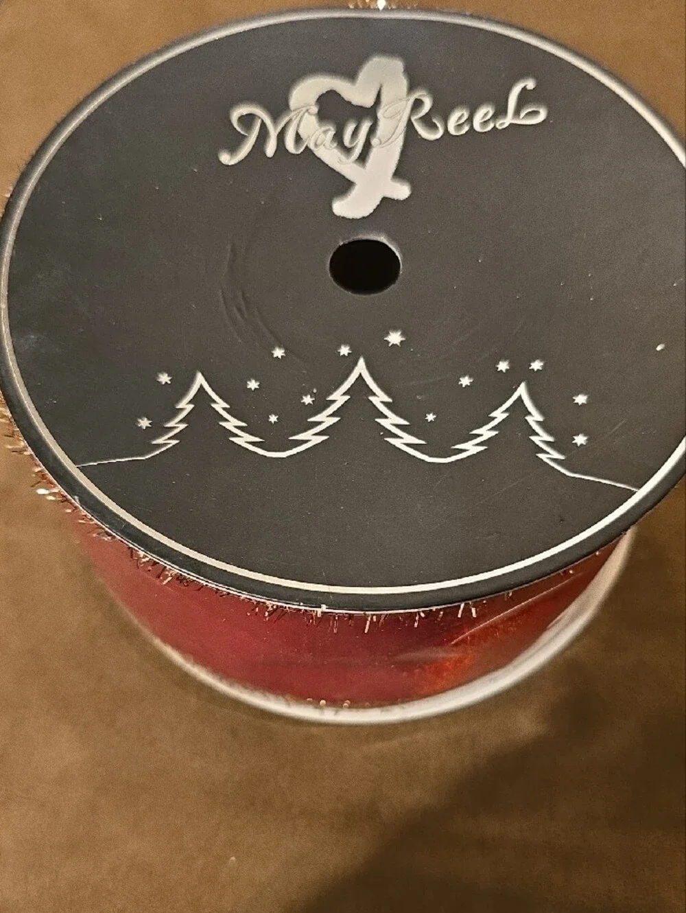 Mayreel. Red Holiday Velvet Ribbon with Gold Tinsel Trim. 10 yards. NWT.
